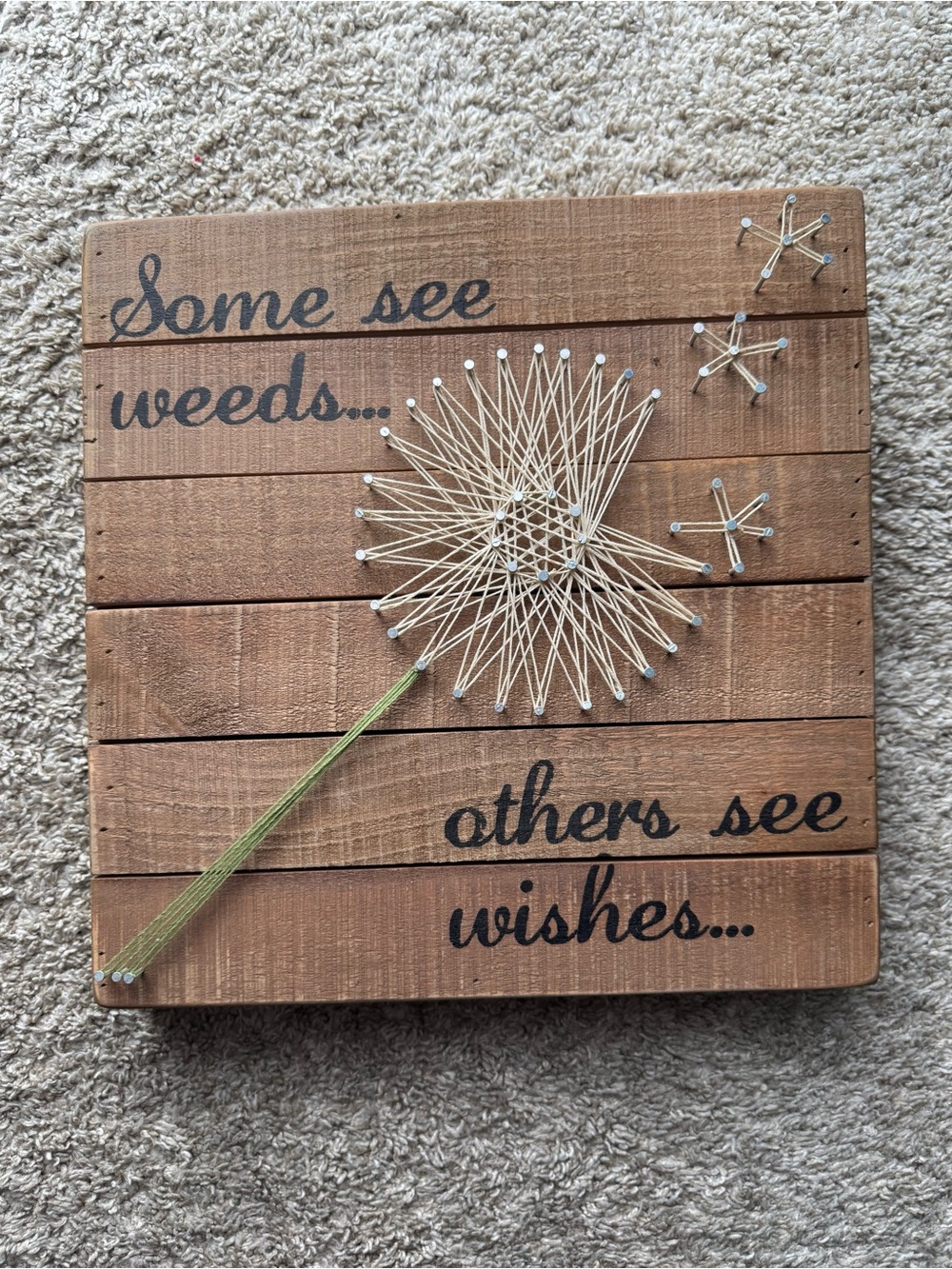 “Some See Weeds Others See Wishes” Dandelion String Art Wall Decor 12”x12”